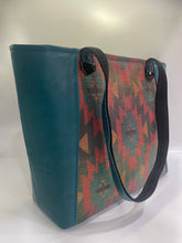 Load image into Gallery viewer, Green Leather Southwest style tote
